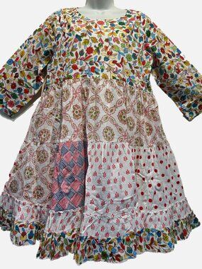 Nwt $72 RHEA patch tier boho cotton cambric ruffle lined bust DRESS XL